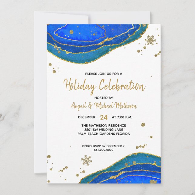 Invitación Geode Agate Hanukkah Holiday (Anverso)