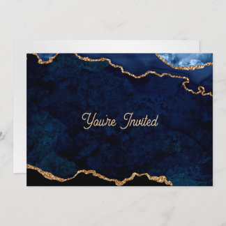 Invitación Geode Blue Gilded Birthday