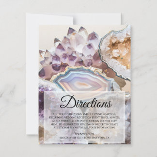 Invitación Geode Crystal Wedding Directions Insert Card