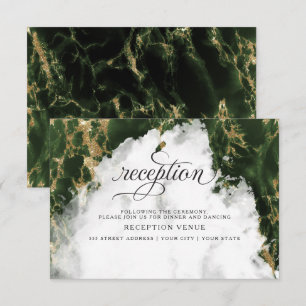 Invitación Geode de color verde esmeralda descalzoBride™