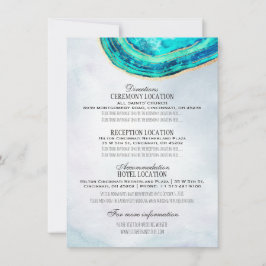 Invitación Geode de la acuarela del detalle del boda Verde az
