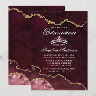 Invitación Geode de la agrimensura de mármol de oro Rosa Quin