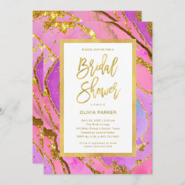 Invitación Geode rosado y oro de bonito | Bridal Shower