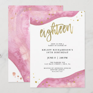 Invitación Geode rosado y oro falso   18 cumpleaños