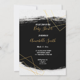 Invitación Geome de color negro y dorado moderno Baby Shower