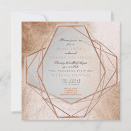 Invitación Geometría Cooper Bridal Shower Líneas metálicas