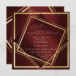 Invitación Geometría de la maroon de Borgoña Cumpleaños de la