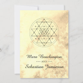 Invitación *~* Geometría sagrada Sepia Watercolor Boda