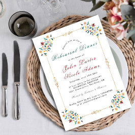 Invitación Geometría Vintage Motivo Clásico Cena de Ensayo