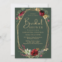 Geometric Boho Wildflower Dark Green Bridal Shower