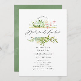 Invitación Geometric Crystal Greenery Bridesmaids Luncheon