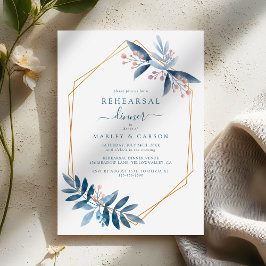 Invitación Geometric Dusty Blue Elegant Rehearsal Dinner