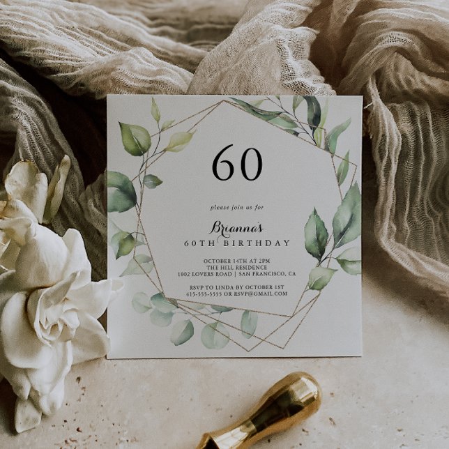 Invitación Geometric Elegant Gold Green Fiesta de cumpleaños  (Subido por el creador)