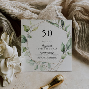 Invitación Geometric Elegant Gold Green Fiesta de cumpleaños