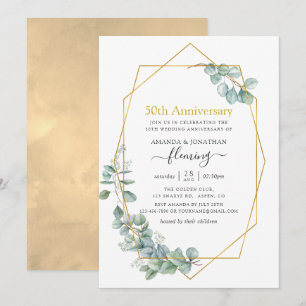 Invitación Geometric Eucalyptus 50th Wedding Anniversary