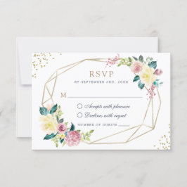 Invitación Geometric Floral Rubor Yellow Greenerenery Gold RS