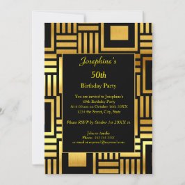 Invitación Geometric Gold Black 50th Birthday Party 2