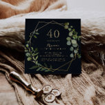 Invitación Geometric Gold Blue Green 40th Birthday Party<br><div class="desc">This geometric gold blue green 40th birthday party invitation is perfect for a simple birthday party. The design features hand-painted beautiful green leaves in a dark blue background,  adorning a gold geometric frame.</div>