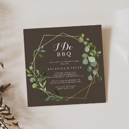 Invitación Geometric Gold Brown I Do BBQ Engagement Party