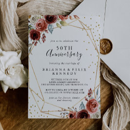 Invitación Geometric Gold Glitter 50th Wedding Anniversary