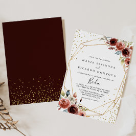 Invitación Geometric Gold Glitter Spring Spanish Wedding