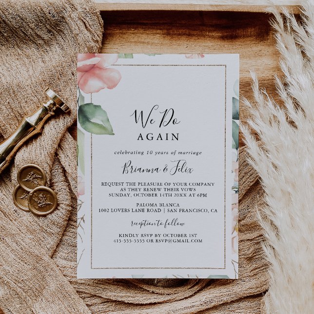 Invitación Geometric Gold Green Haremos Nuevamente Votos Por  (Subido por el creador)