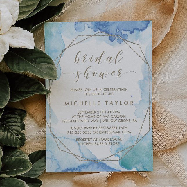 Invitación Geometric Watercolor Bridal Shower (Subido por el creador)