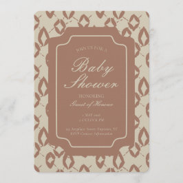 Invitación Geometric Wobbly Argyle Gender Neutral Brown Beige