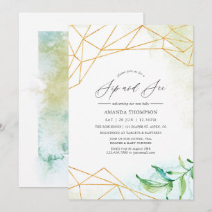Invitación geométrica de acuarela para sip and see