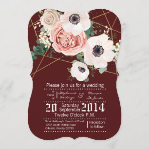 invitación geométrica de la boda del vino rosado