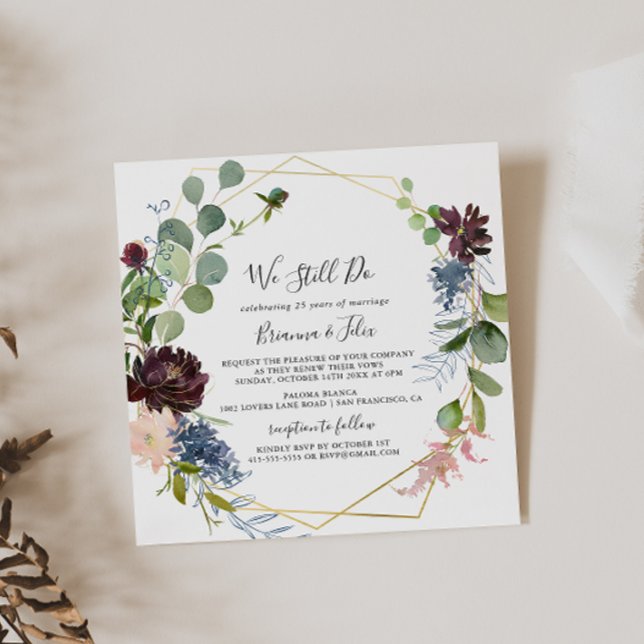 Invitación Geométrica de oro de Borgoña Todavía Vemos Renovac (Subido por el creador)