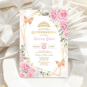 Invitación Geométrica de Oro de Quinceañera Quinceañera de co