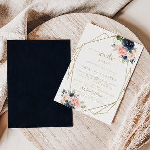 Invitación Geométrica de oro floral que volvemos a prometer r