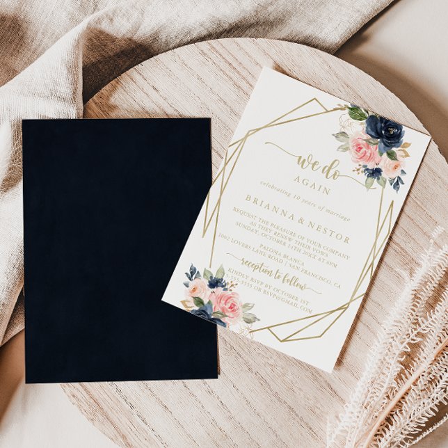 Invitación Geométrica de oro floral que volvemos a prometer r (Subido por el creador)