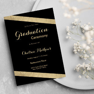 Invitación Geométrica de oro negro con clase Glam Graduación