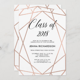 Invitación Geométrica de oro Rosa falso en el Partido de Grad
