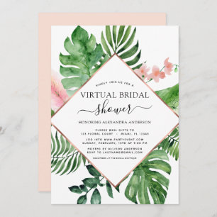 Invitación Geométrica de Palm Tropical Bridal Shower Virtual