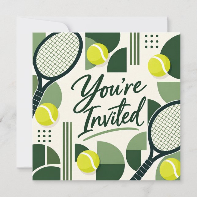 Invitación Geométrica de Tenis Te Invitan (Anverso)