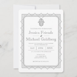 Invitación geométrica del boda del hamsa moderno