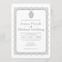 Invitación geométrica del boda del hamsa moderno