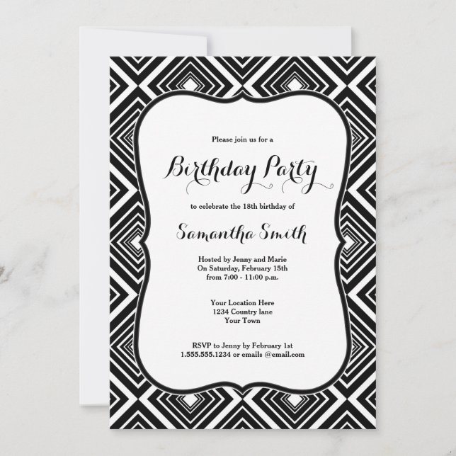 Invitación geométrica del cumpleaños del modelo (Anverso)
