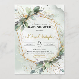 Invitación Geométrica del oro de la vegetación capilar de la