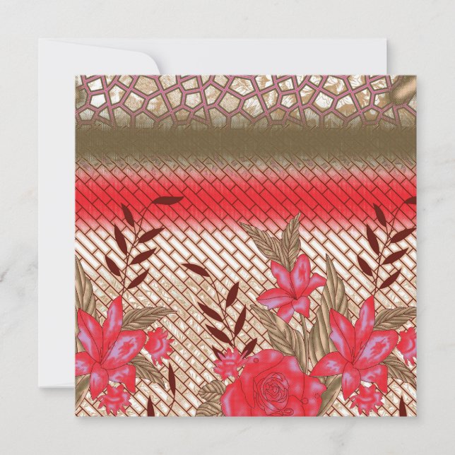 Invitación Geométrica Floral Roja Elegante Moderna (Anverso)