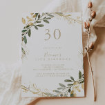 Invitación Geométrica Gold Greenery Fall 30th Birthday Fiesta<br><div class="desc">Esta vegetación geométrica de oro cae minimalista invitación a la fiesta de cumpleaños número 30 es perfecta para una fiesta de cumpleaños moderna. El diseño presenta un bonito marco geométrico dorado con elegantes hojas verdes.</div>