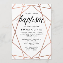 Invitación Geométrica moderna sobre el bautismo blanco