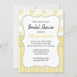 Invitación Geométrico amarillo y gris de abeja