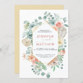 Invitación Geométrico Apricot en Blogueo - Fondo de oro suave