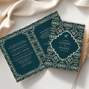 Invitación Geométrico beige oscuro Verde azulado en un Boda s