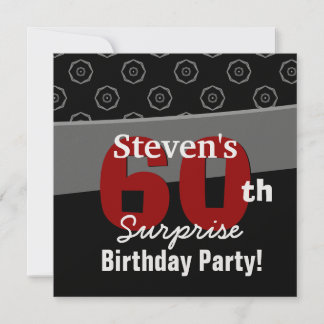 Invitación Geométrico blanco rojo negro de cumpleaños número 