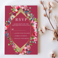Geométrico burgundy de menta rosa oro floral RSVP